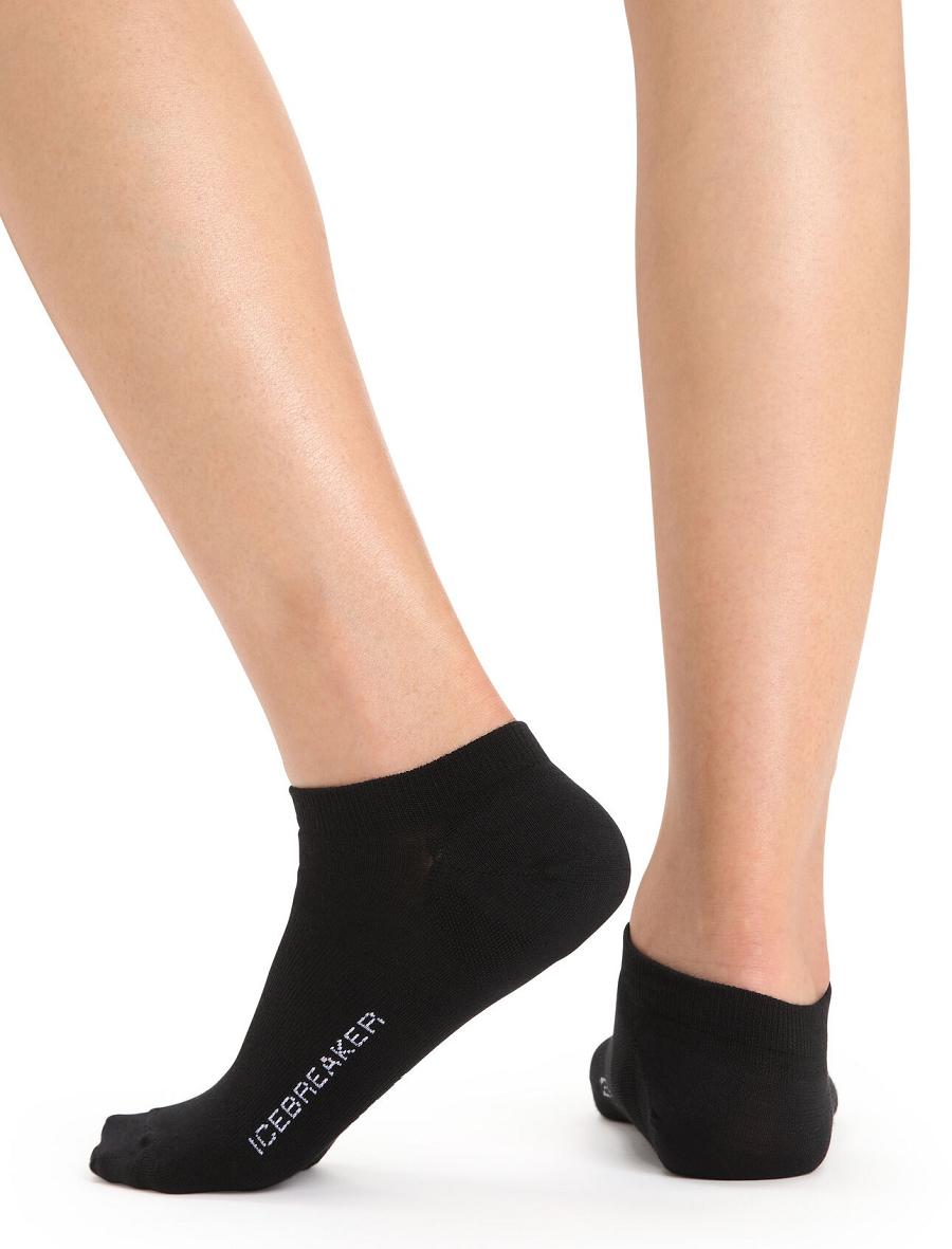 Women's Icebreaker Merino Lifestyle Fine Gauge No Show Socks Black / Snow | CA 1524MQZA